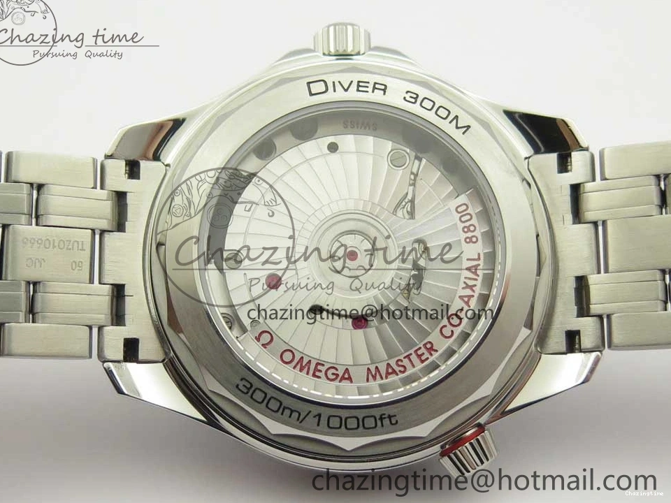 0417 2018 Seamaster Diver 300M OMF Best Edition Black Ceramic Black Dial on SS Bracelet A8800 (Black Balance Wheel) Breathable 7959